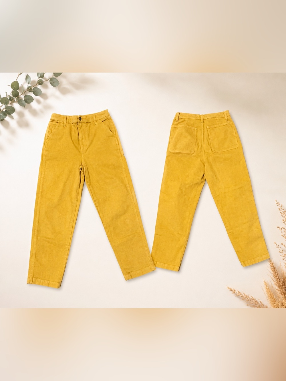 Madewell High-Rise Cotton Canvas Straight Leg Pants Mustard Yellow Size 27